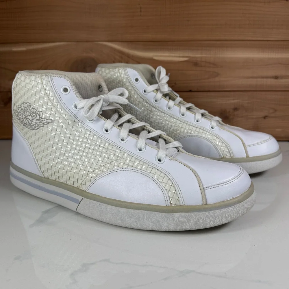 Jordan Phly Legend Premier White Metallic Silver Woven 343449-101 Mens‎ 11.5